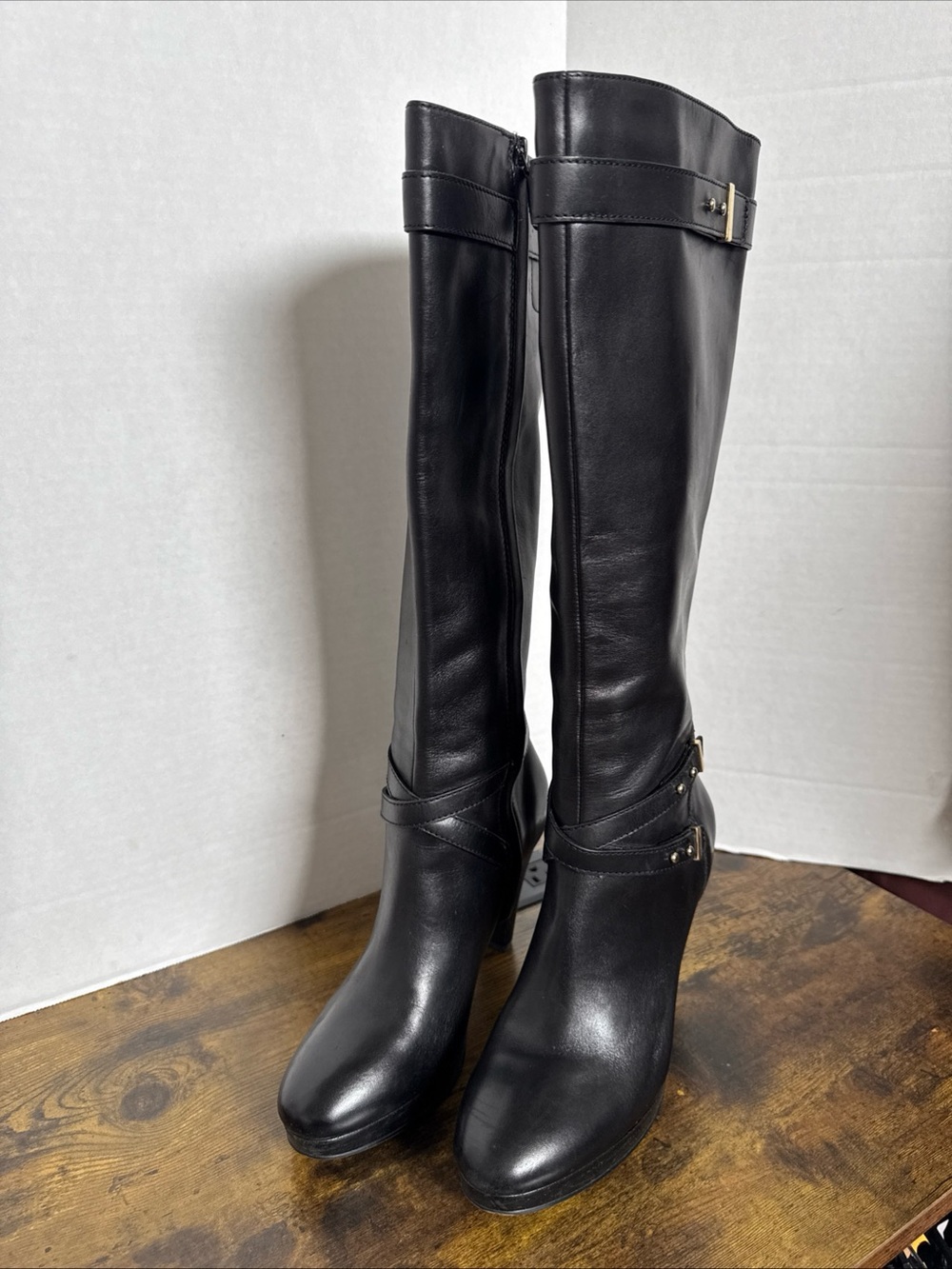 Cole Haan Nike Air Tall Black Women's Platform High-Heel Boots US 8B EXCELLENT - Picture 2 of 12